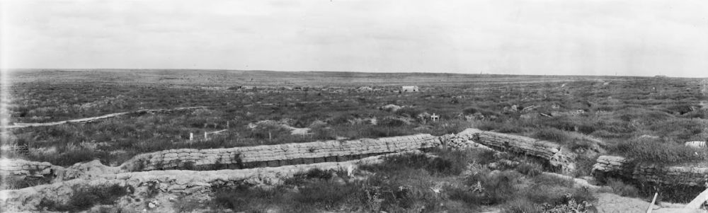 A photo taken from Polygon Wood near Zonnebeke showing the view of the area around Polygon Butte.